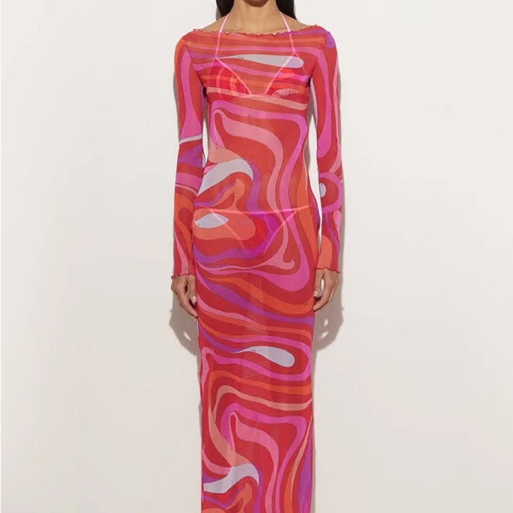 PUCCI Marmo Sheer Tulle Maxi Dress